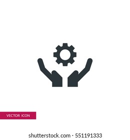 gear on hand icon vector, can be used for web and mobile design