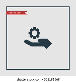 gear on hand icon vector, can be used for web and mobile design