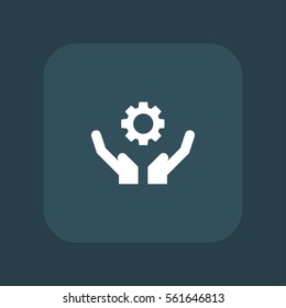 gear on hand icon vector, can be used for web and mobile design.