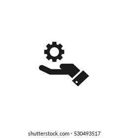 gear on hand vector icon , can be used for web and mobile design.