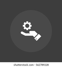 gear on hand vector icon , can be used for web and mobile design