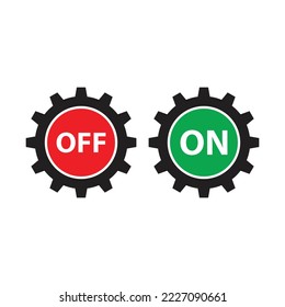 gear and on of machine logo vector icon. combination of on off and machine gears. simple flat logo icon vector design. great for industrial machines, workshops, business technology, etc.
