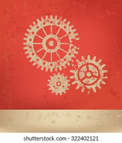 Gear on red background,poster grunge design