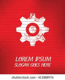 Gear on red background,poster grunge design