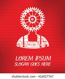 Gear on red background,poster grunge design