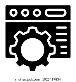 Gear on web page, concept of web management icon