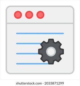 Zahnräder auf der Webseite, flaches Design der Webeinstellung