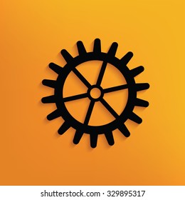 Gear on yellow background,clean vector