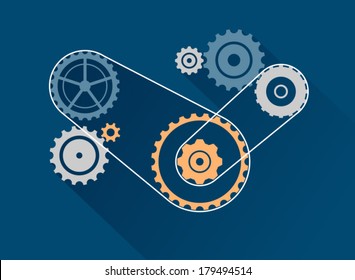 Gear Optimize Illustration; Vector Set Isolated On White. Cog, Sprocket, Wheel