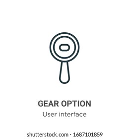 Gear option outline vector icon. Thin line black gear option icon, flat vector simple element illustration from editable user interface concept isolated stroke on white background