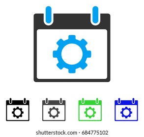 Gear Options Calendar Day flat vector pictograph. Colored gear options calendar day gray, black, blue, green pictogram variants. Flat icon style for application design.