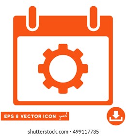 Gear Options Calendar Day icon. Vector EPS illustration style is flat iconic symbol, orange color.