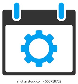 Gear Options Calendar Day vector toolbar icon. Style is bicolor flat icon symbol, blue and gray colors, white background.