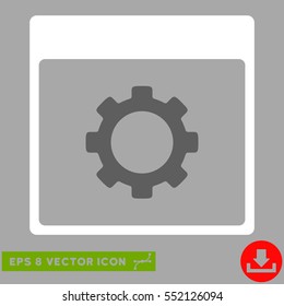 Gear Options Calendar Page icon. Vector EPS illustration style is flat iconic bicolor symbol, dark gray and white colors.