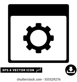 Gear Options Calendar Page icon. Vector EPS illustration style is flat iconic symbol, black color.
