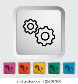 Gear. Outline icon on the button. Vector illustration.
