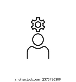 Gear over Faceless User Isolated Line Icon. Perfect for web sites, apps, UI, internet, shops, stores. Simple image drawn with black thin line