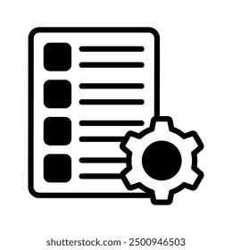 Gear with page denoting vector design of list setting in trendy style, editable icon