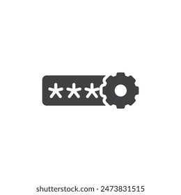 Gear and password code vector icon. filled flat sign for mobile concept and web design. Password Generator glyph icon. Symbol, logo illustration. Vector graphics