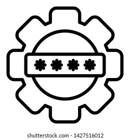 Gear password icon. Outline gear password vector icon for web design isolated on white background