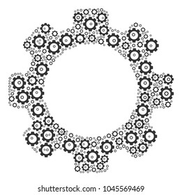 Gear pattern combined in the combination of gear design elements. Vector iconized composition designed from simple icons.