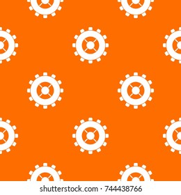 Gear pattern repeat seamless in orange color for any design. Vector geometric illustration