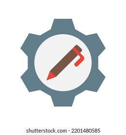 gear pen colored icon. Simple colored element illustration. gear pen concept symbol design from education set. Can be used for web and mobile