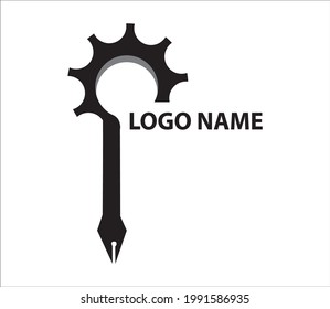 gear and pen creative logo