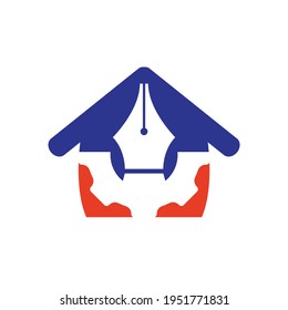 Diseño del logotipo del vector de engranajes y plumas. Plantilla de diseño de logotipo industrial y de derecho único.