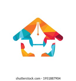 Gear and pen vector logo design. Unique law and industrial logotype design template.