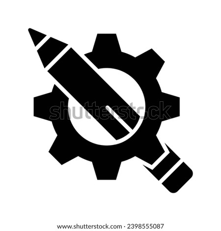 Gear and Pencil, concept icon of design development, creative development, blogging and copywriting