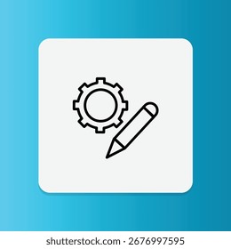 Equipo con el icono del lápiz, que representa el diseño, la innovación de la ingeniería, el dibujo y la creatividad industrial.