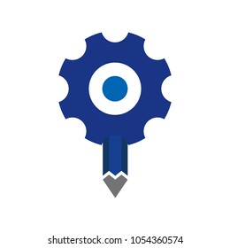 Gear Pencil Logo Icon Design