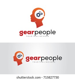 Gear People Logo Template Design Vector, Emblem, Design Concept, Creative Symbol, Icon