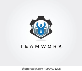 gear and people symbol. logo vector.
