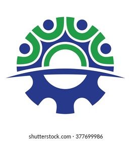 gear and people symbol. logo vector.