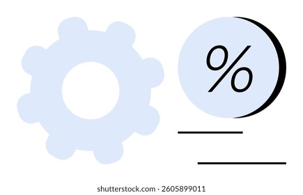 Gear and percentage symbol accompanied by two horizontal lines. Ideal for business operations, efficiency, productivity, finance, mechanical processes, technology enhancement, and data analysis