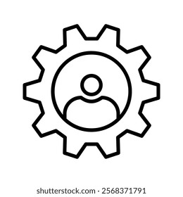 gear person avatar figure silhouette profile image vector icon logo
