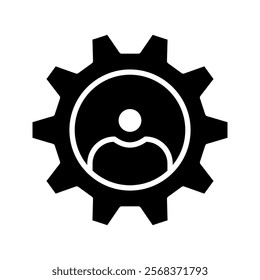 gear person avatar figure silhouette profile image vector icon logo
