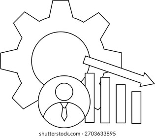 Gear person chart arrow point down Una Imagen simplificada de la pérdida de métricas de la organización