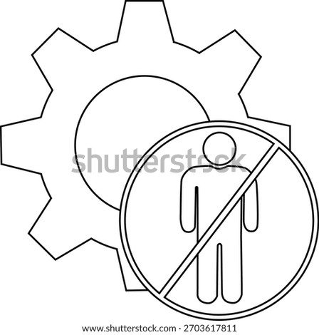 A gear with a person prohibited in a circle