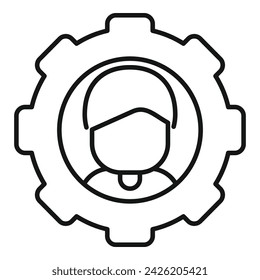 Gear person project icon outline vector. Person work team. Financial gear