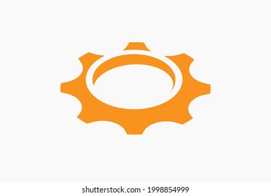 Gear perspective view flat design logo template