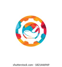 Gear pharmacy vector logo design. Mechanic health logo concept.