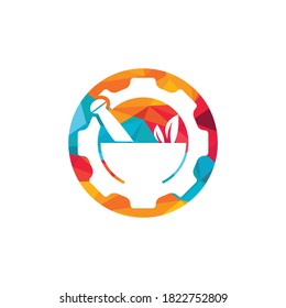 Gear pharmacy vector logo design. Mechanic health logo concept.	