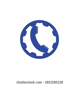 Gear Phone Call Logo Template Design. 