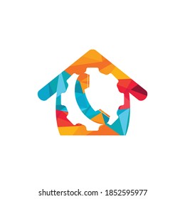 Gear Phone Call Logo Template Design.