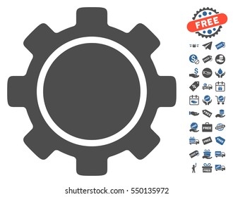 Gear pictograph with free bonus pictograph collection. Vector illustration style is flat iconic symbols, cobalt and gray colors, white background.
