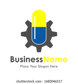 Logo-Vorlage für die Vektorillustration der Zahnpillen. Geeignet für Business, Gesundheit, Apotheke, Web und Design