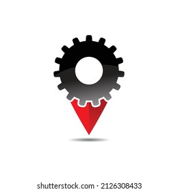 gear pin location logo template vector design